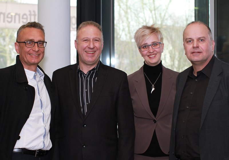 Andreas Rieser und Urs Klipfel, Geschäftsführung ATP HAID Nürnberg, mit Sabrina Mayr und Stefan Berger, Projektleiter. Foto: ATP/Wang